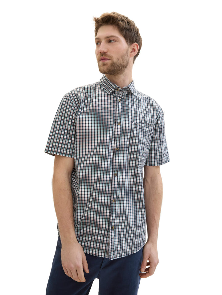 Checked short-sleeved shirt - Blue