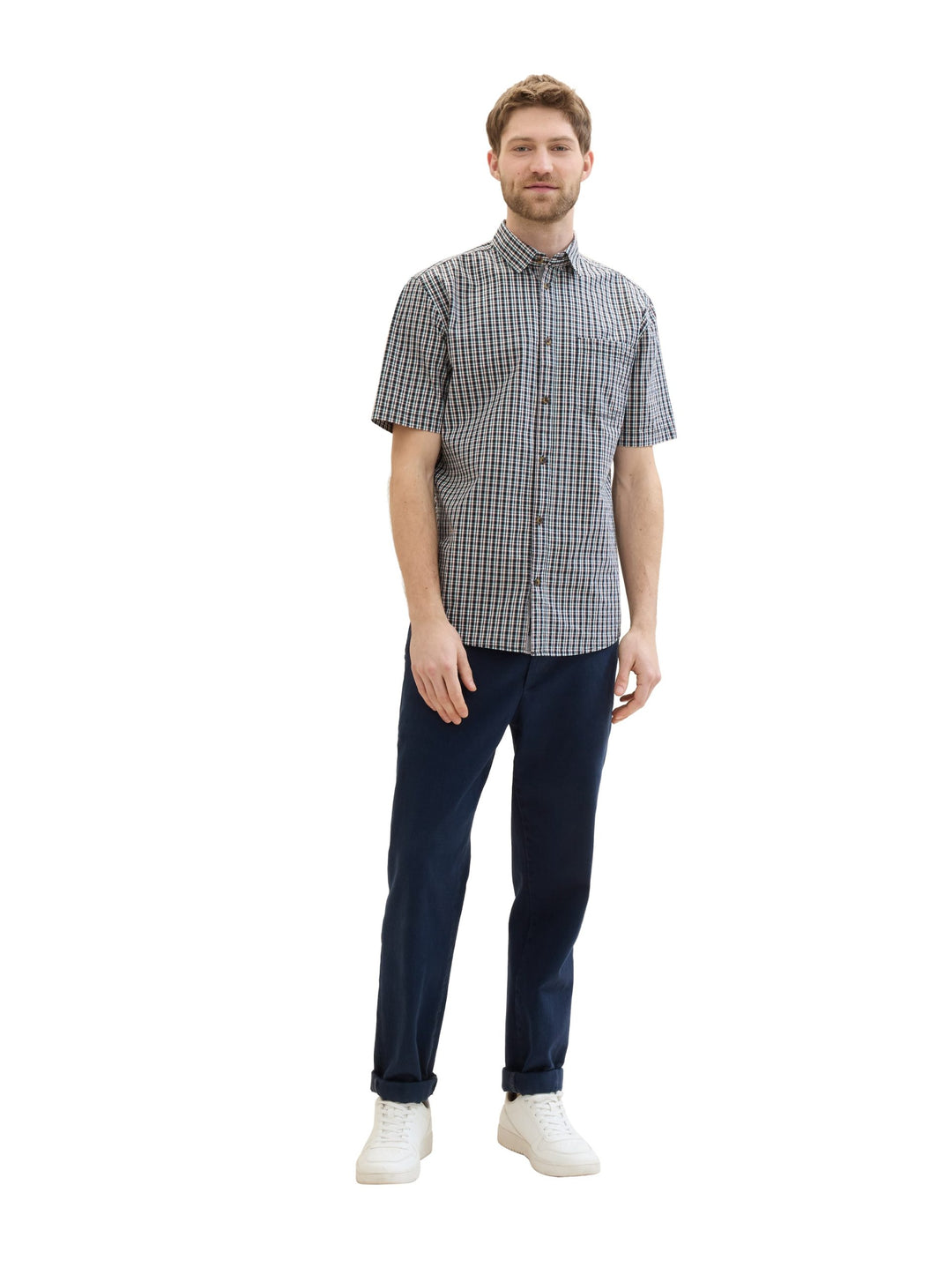 Checked short-sleeved shirt - Blue