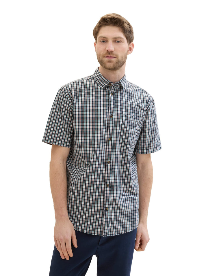 Checked short-sleeved shirt - Blue