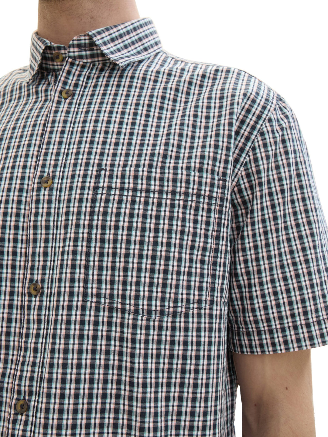 Checked short-sleeved shirt - Blue