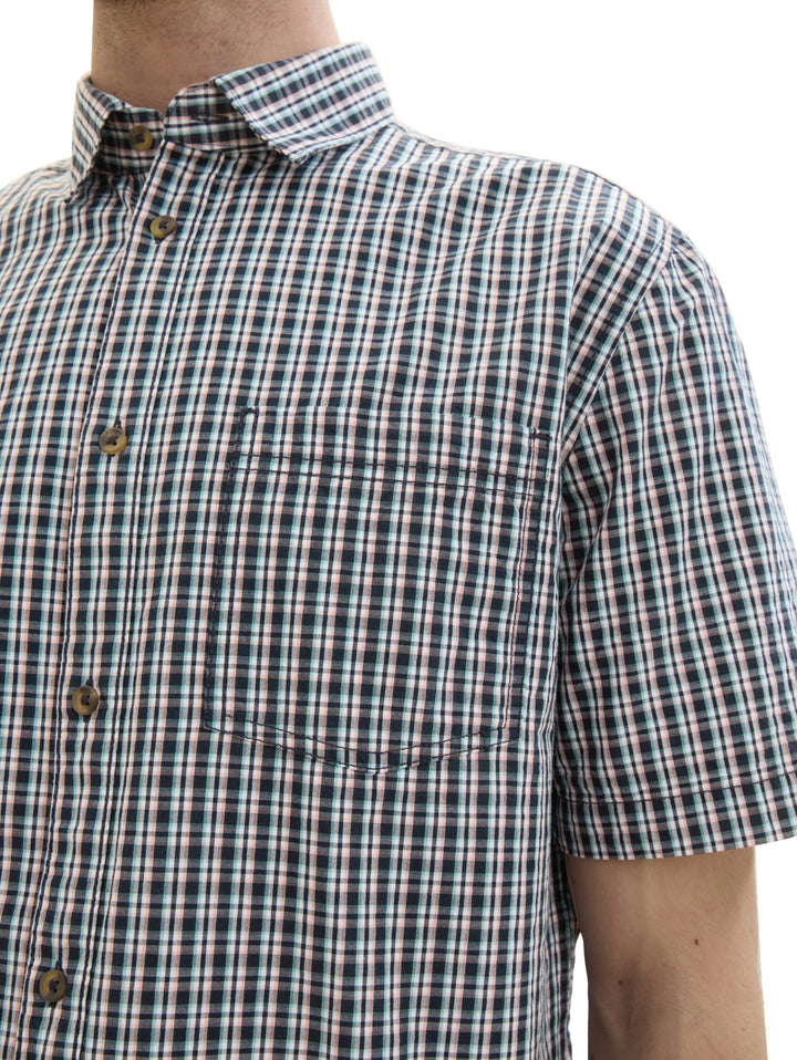 Checked short-sleeved shirt - Blue