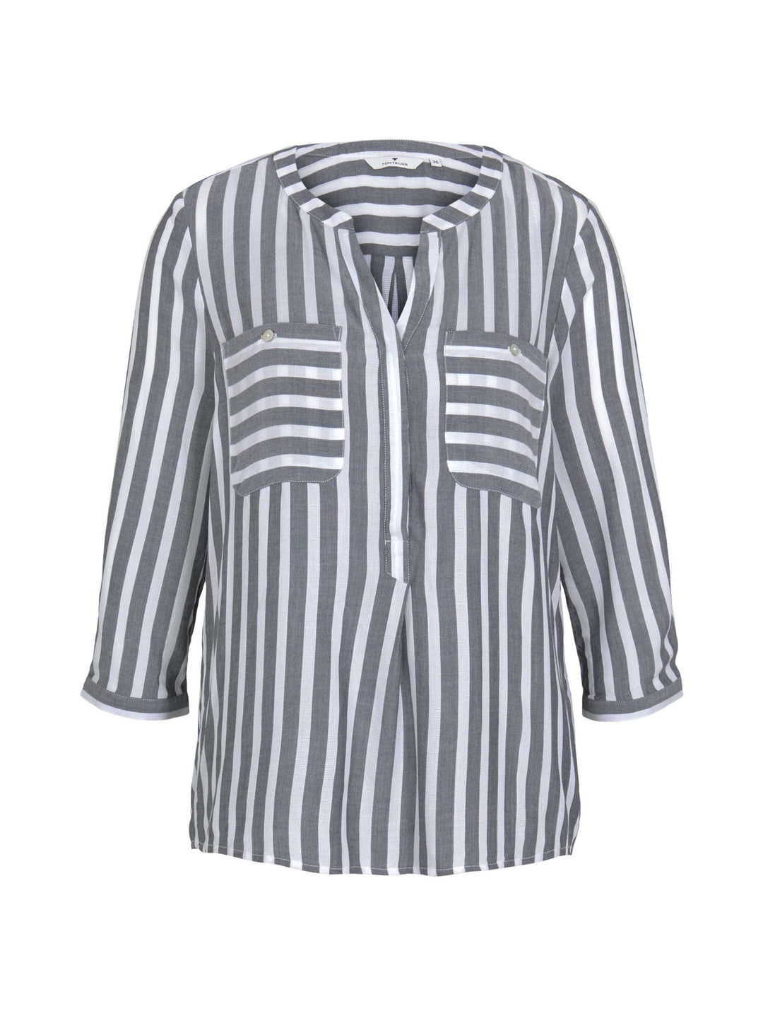 Striped blouse with pockets - Blue