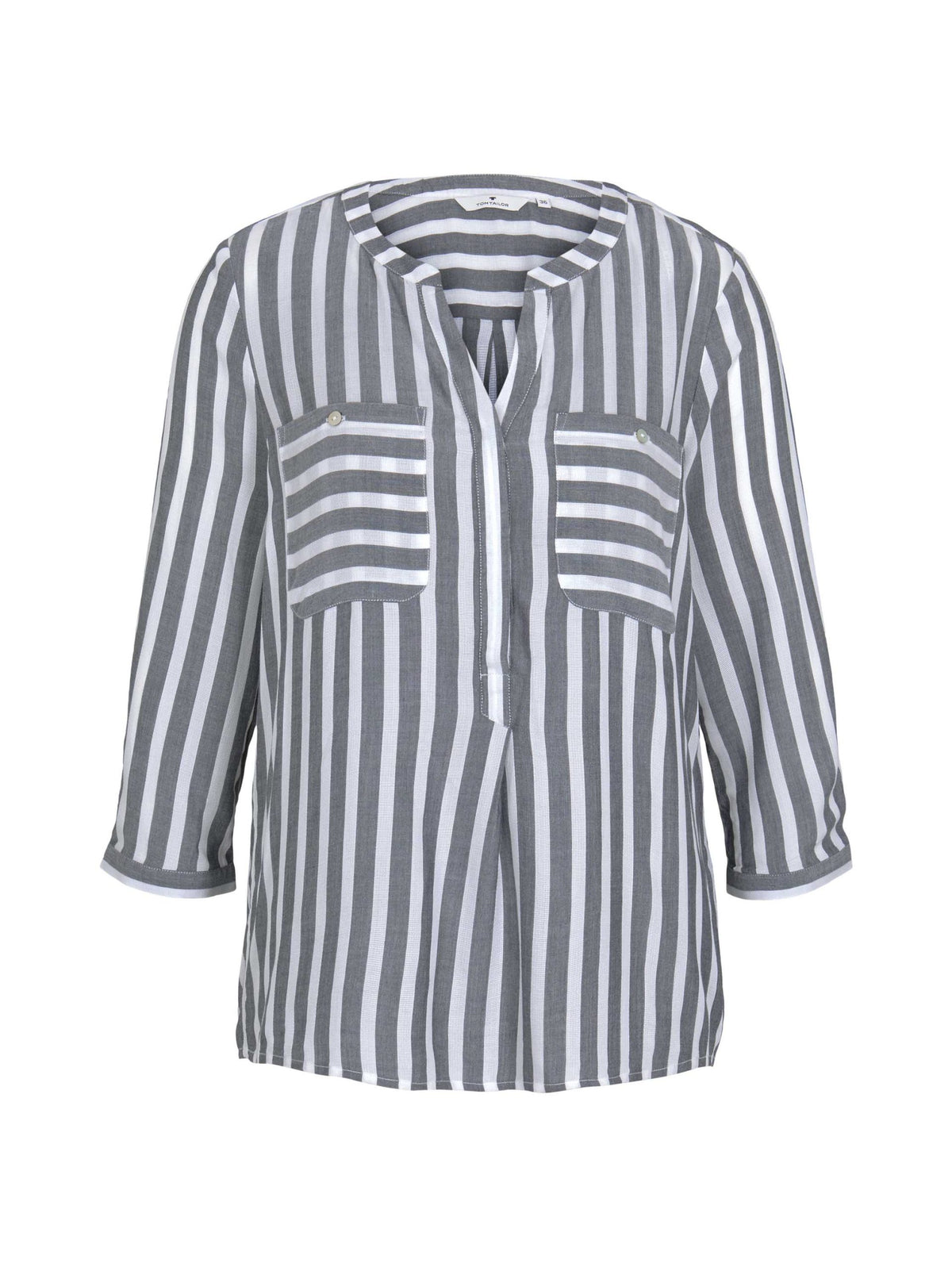 Striped blouse with pockets - Blue