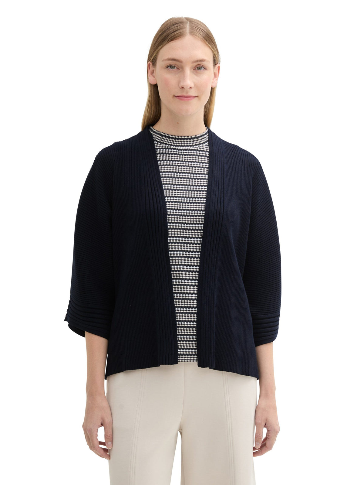 Knit Belted Rib Cardigan - Blue