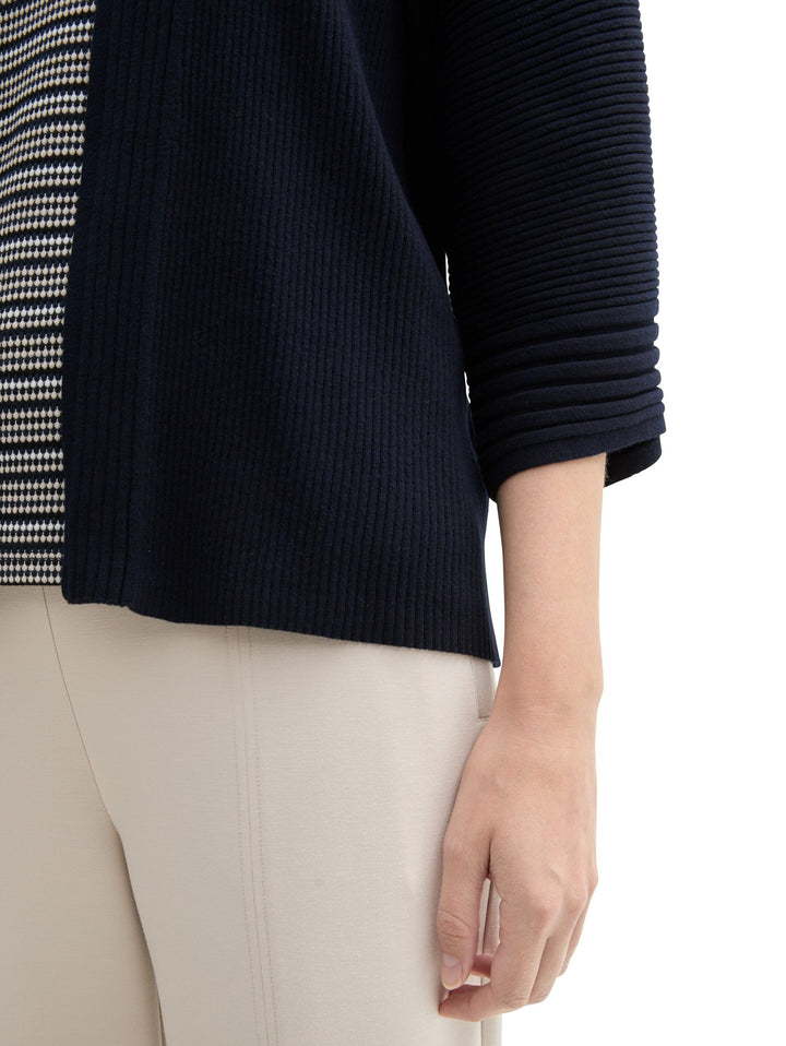Knit Belted Rib Cardigan - Blue