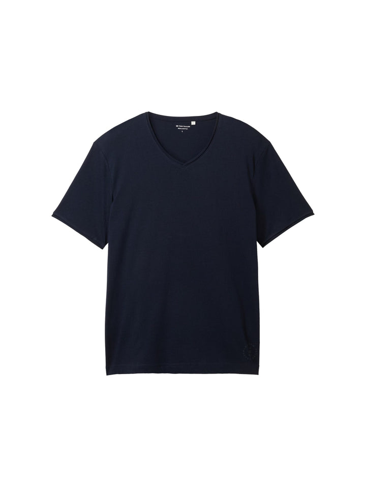 Printed V-Neck T-Shirt - Blue
