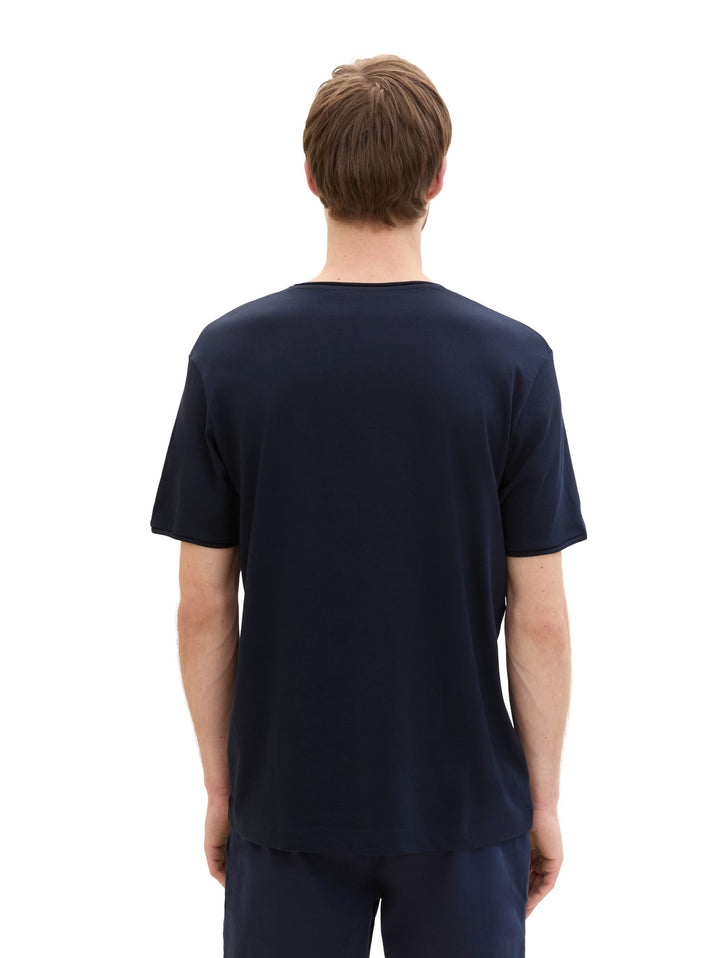 Printed V-Neck T-Shirt - Blue
