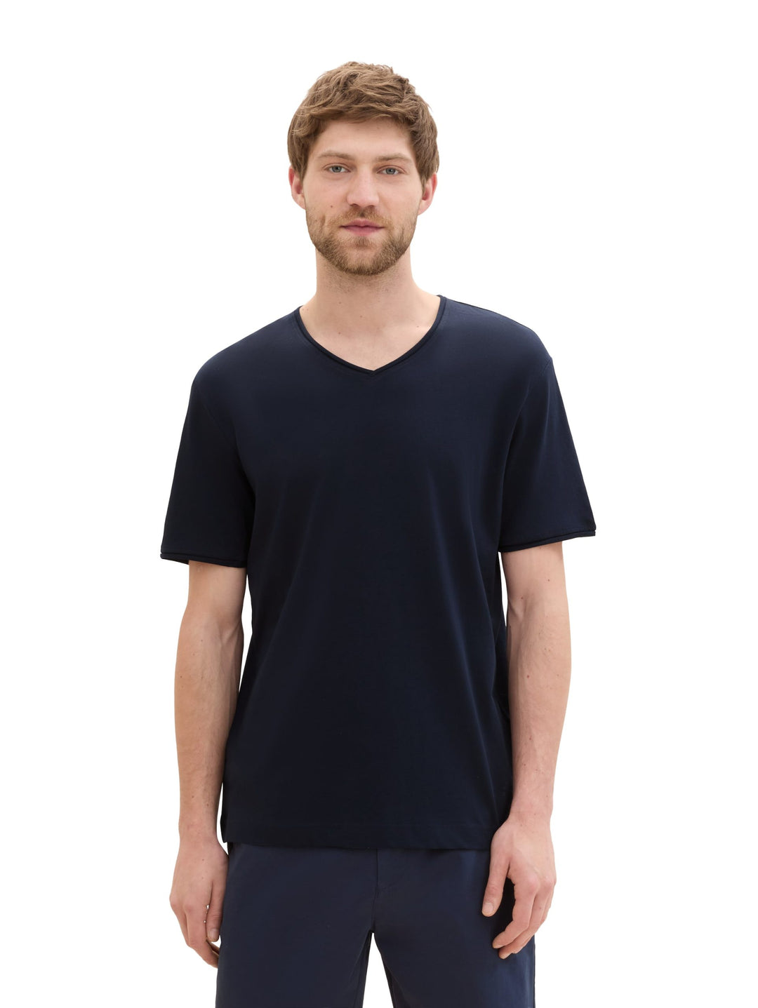 Printed V-Neck T-Shirt - Blue