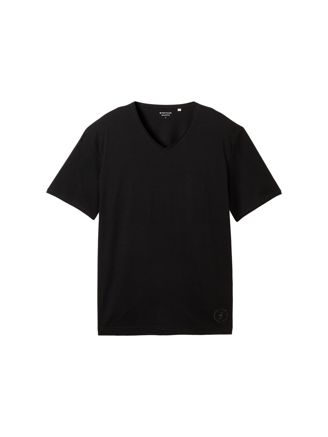 Printed V-Neck T-Shirt - Black