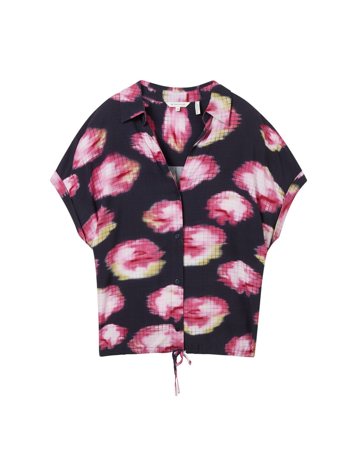 Printed Shortsleeve Blouse - Blue
