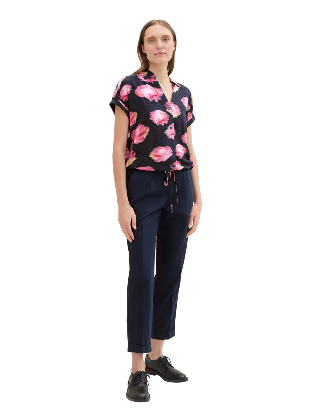 Printed Shortsleeve Blouse - Blue