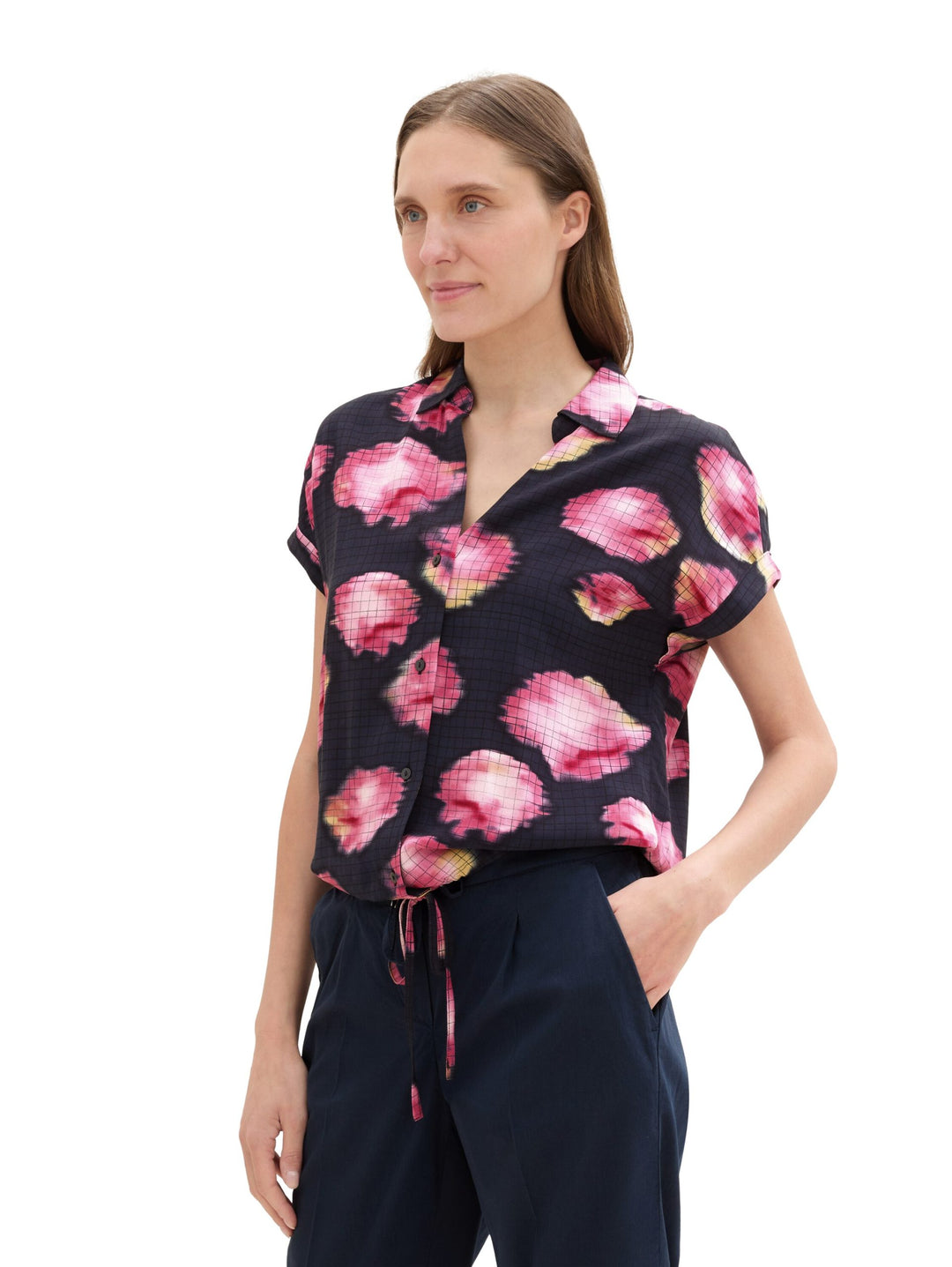 Printed Shortsleeve Blouse - Blue