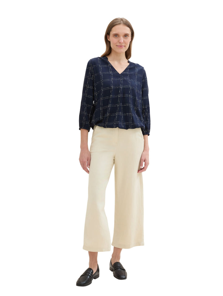 Feminine V-Neck Blouse - Blue