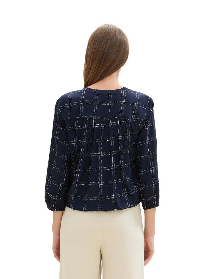 Feminine V-Neck Blouse - Blue