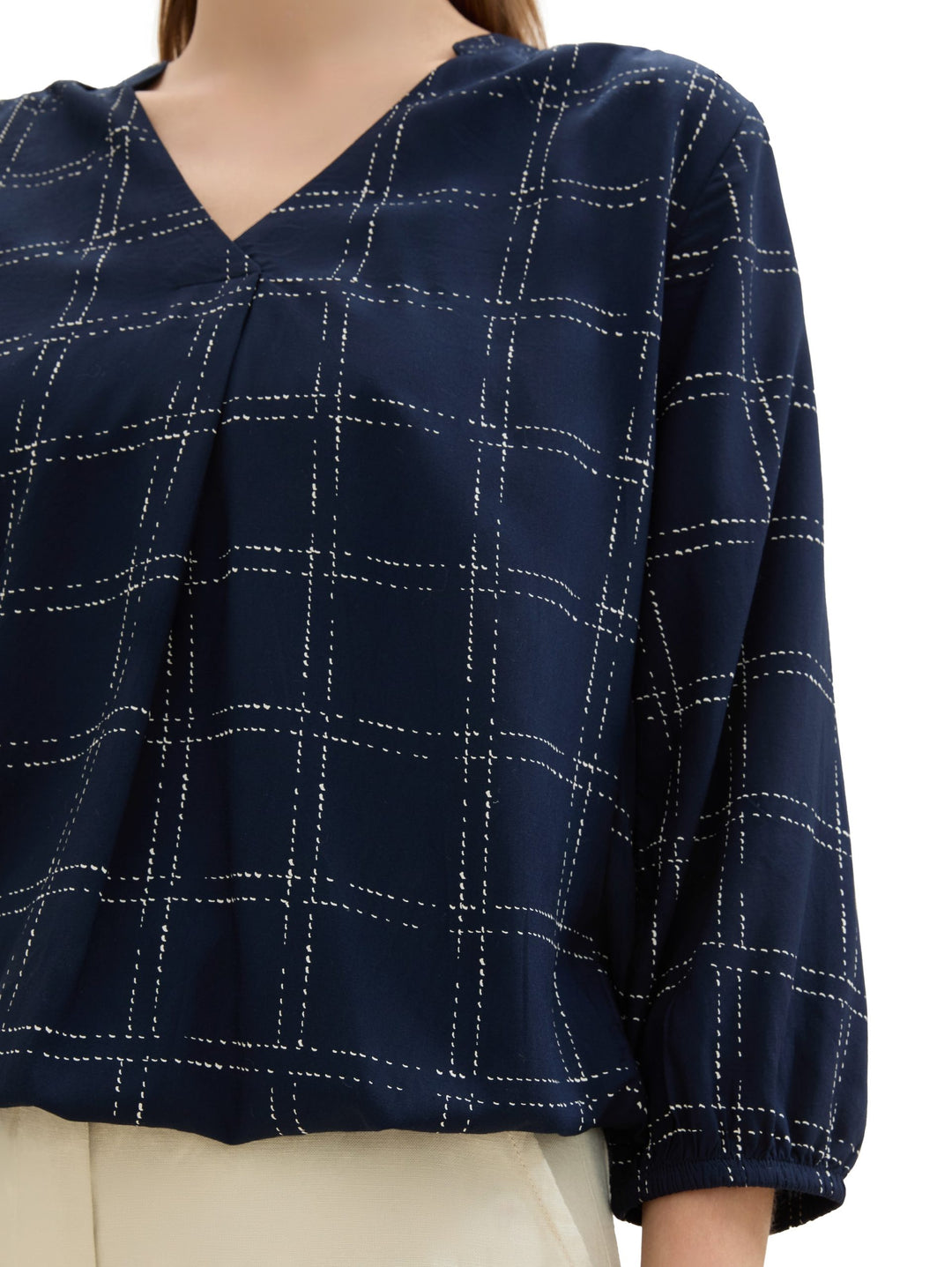 Feminine V-Neck Blouse - Blue