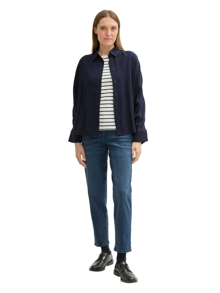 Solid Structured Blouse - Blue