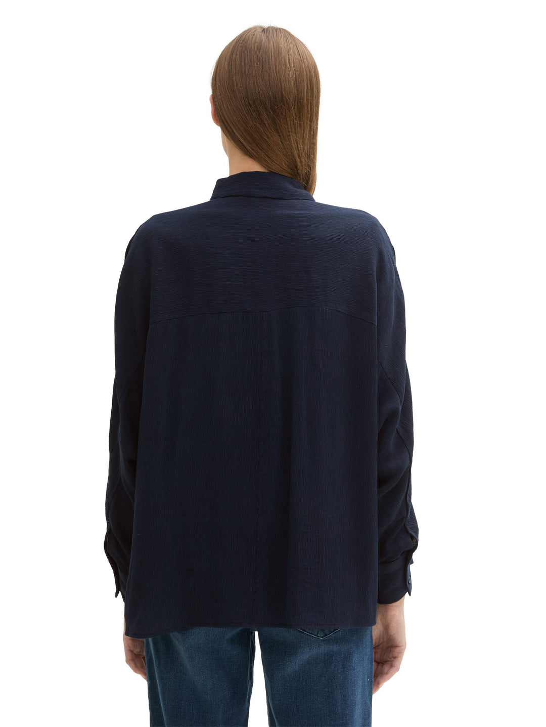 Solid Structured Blouse - Blue