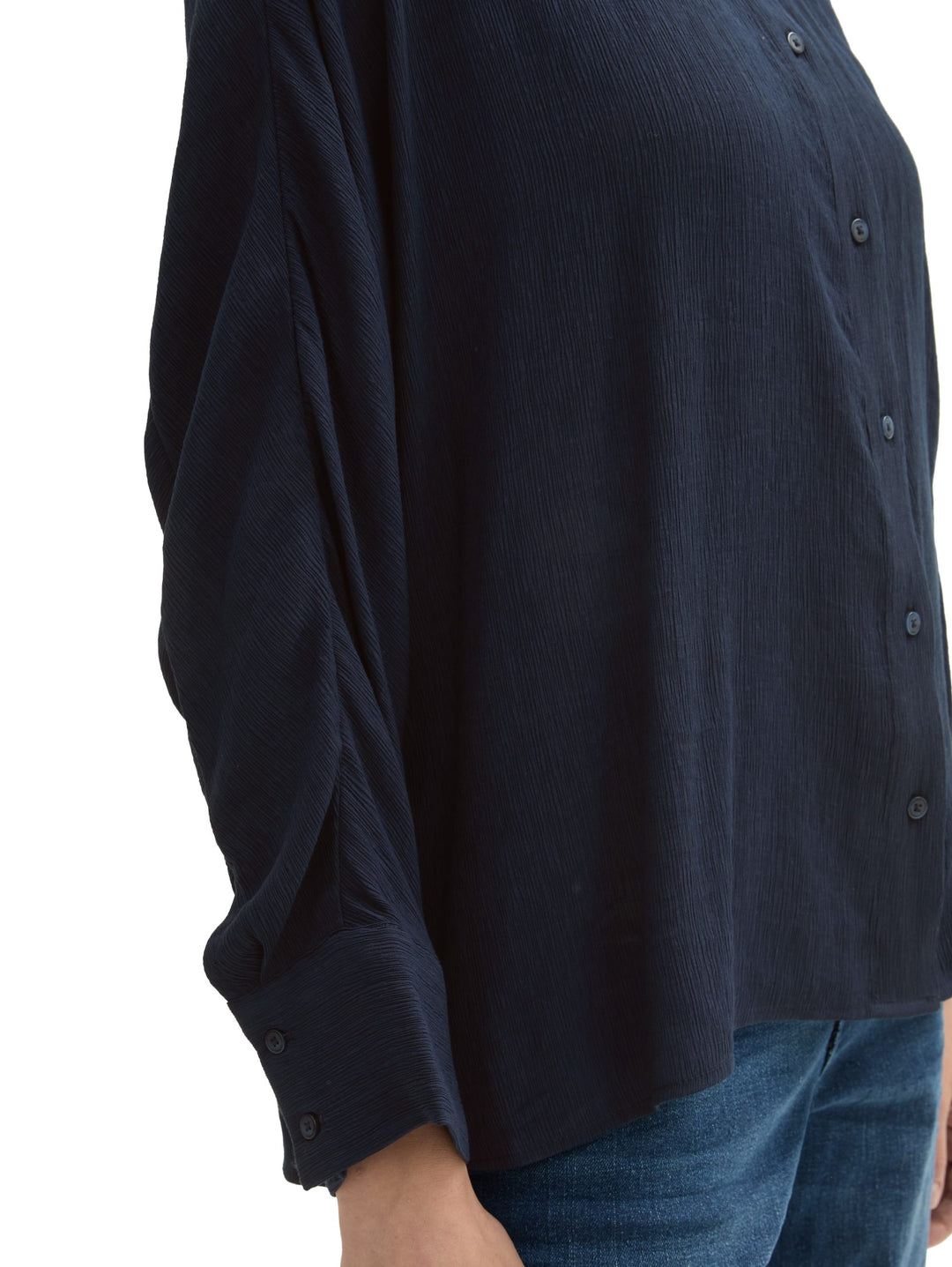 Solid Structured Blouse - Blue