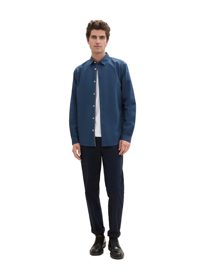 Stretch Poplin Shirt - Blue