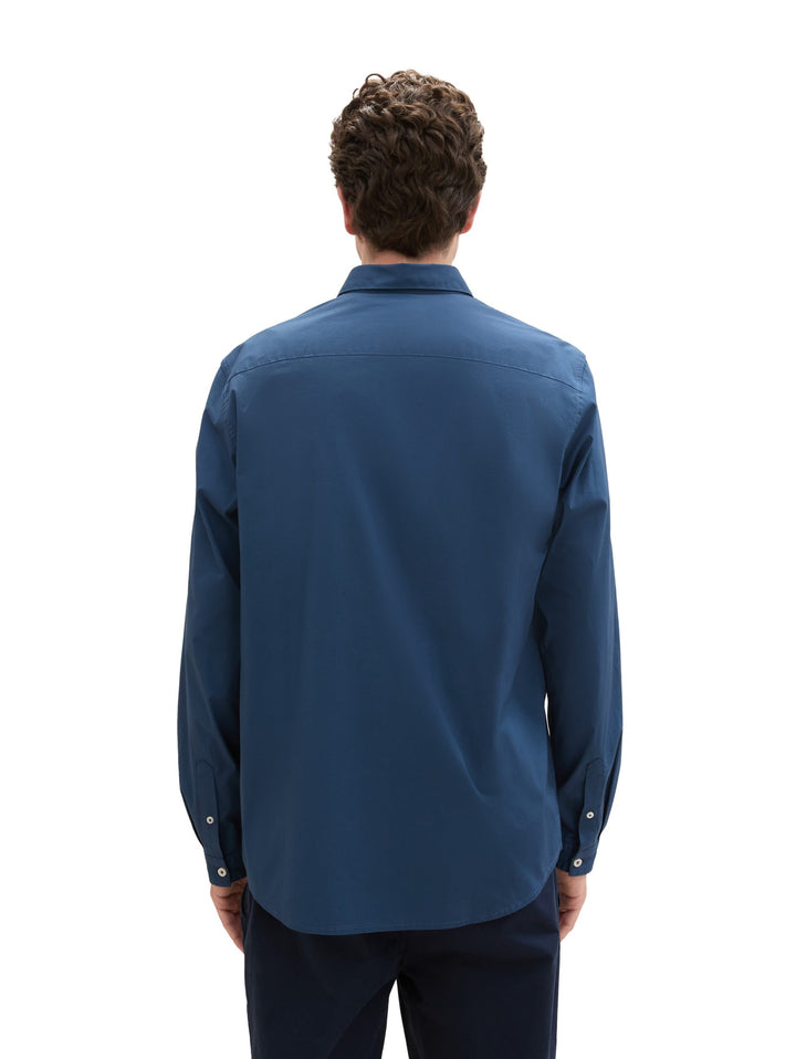 Stretch Poplin Shirt - Blue