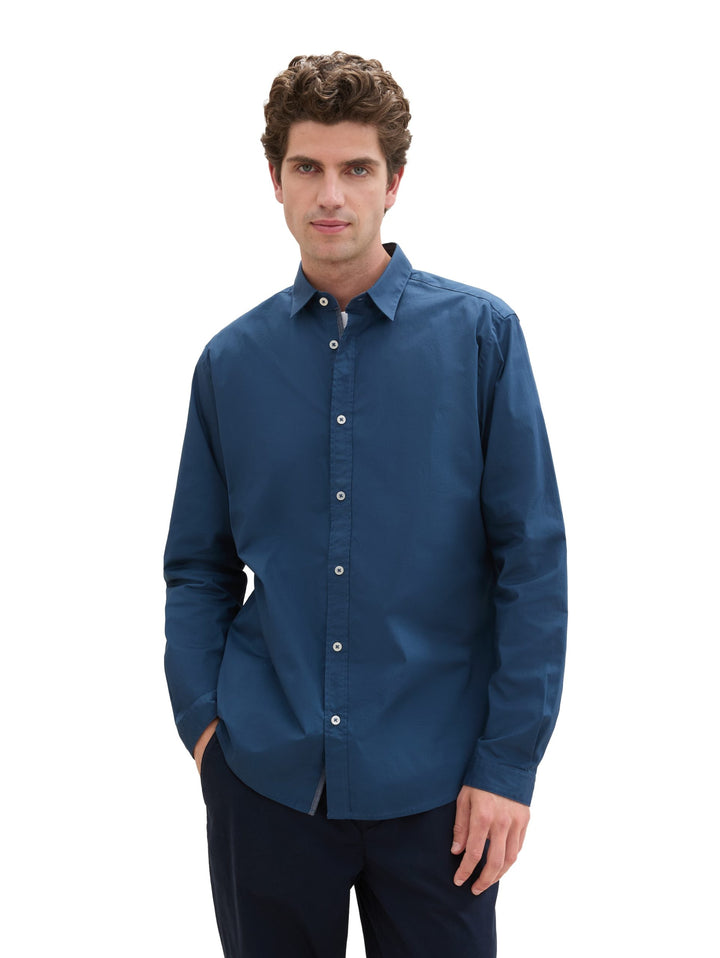 Stretch Poplin Shirt - Blue