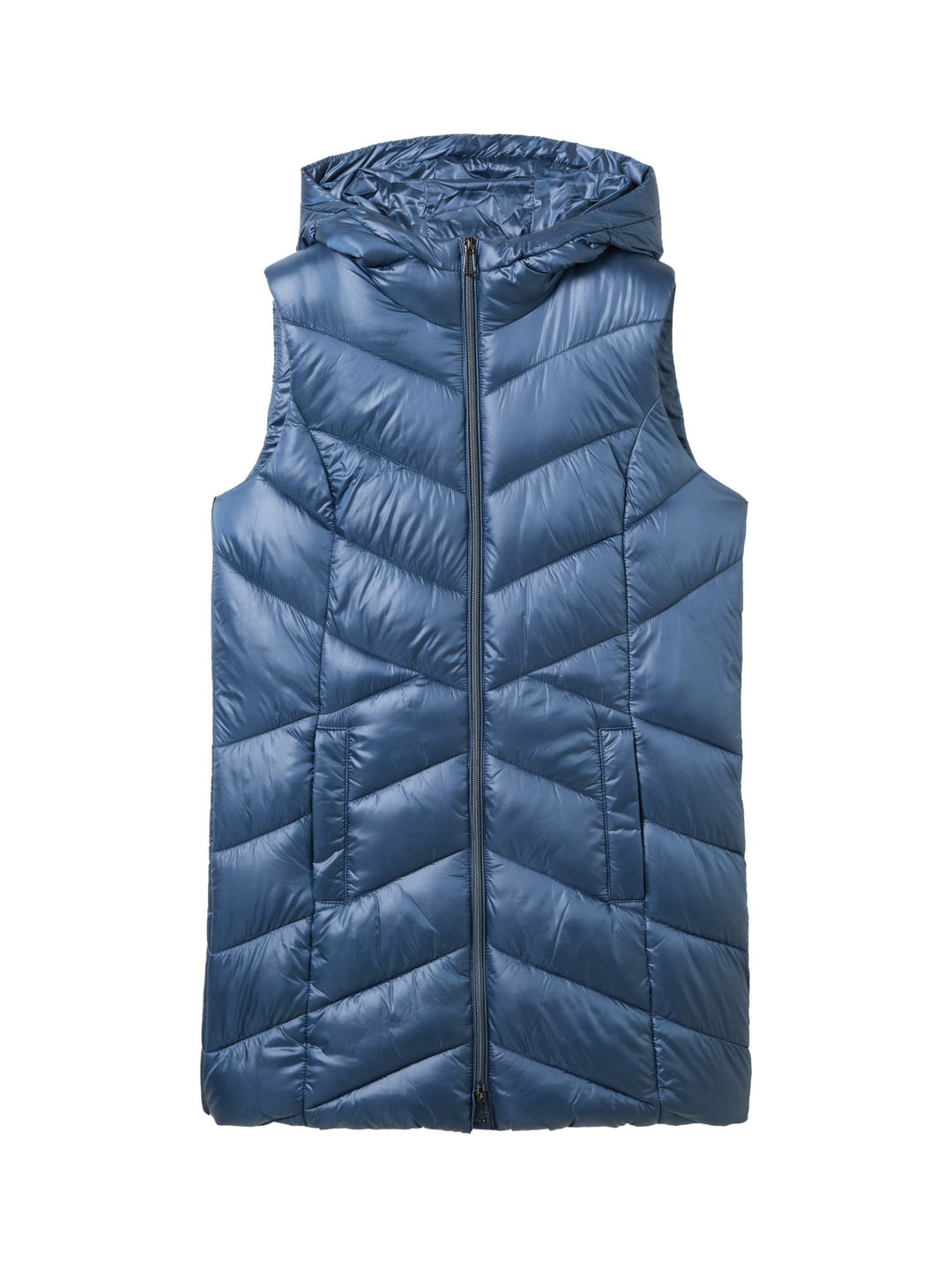 Long Hooded Vest - Blue