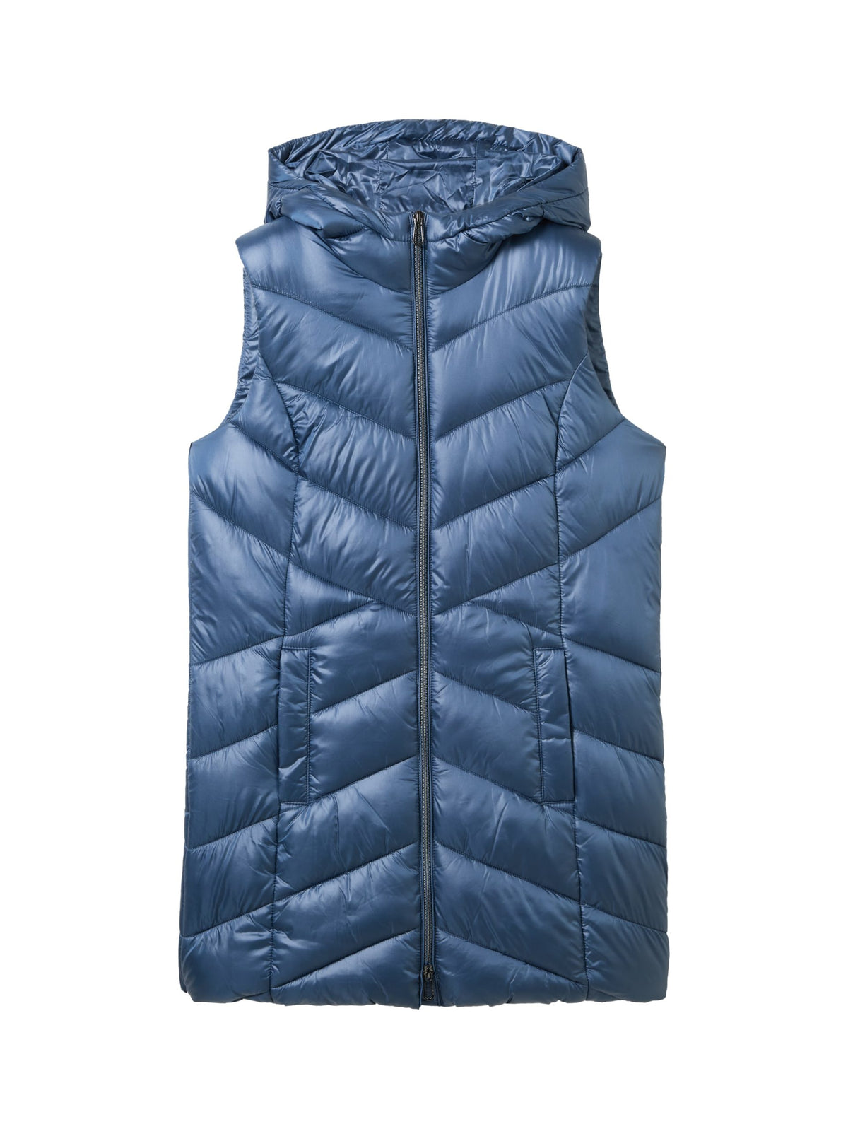 Long Hooded Vest - Blue