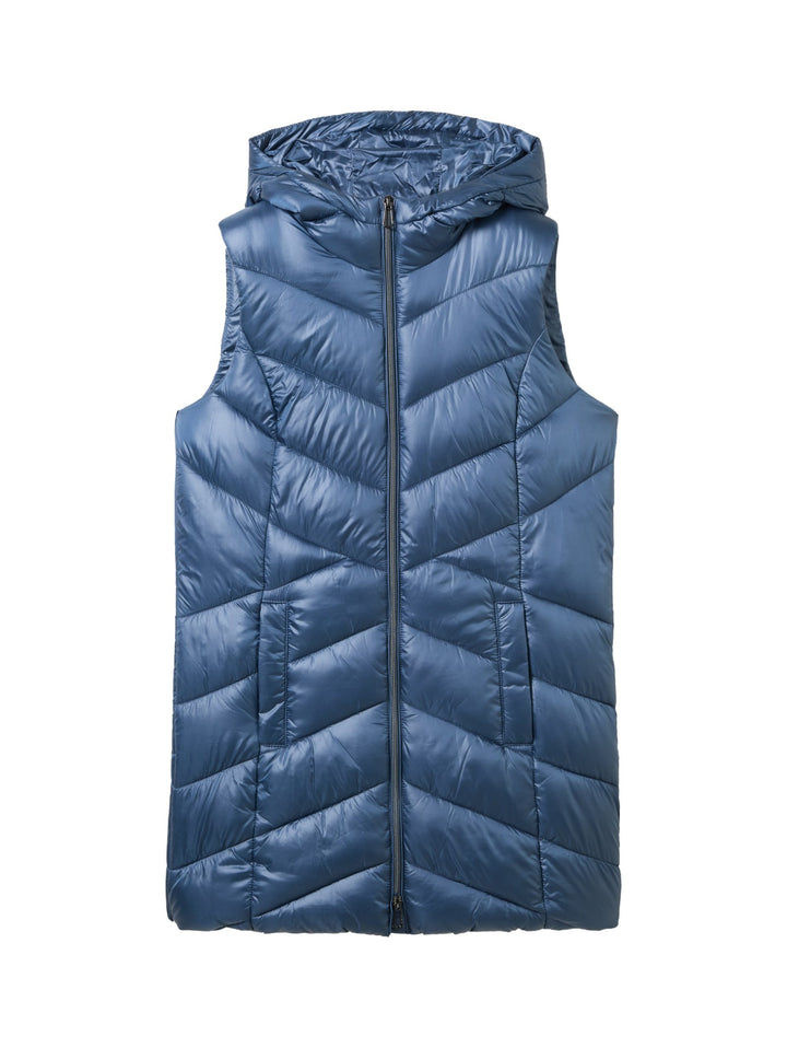 Long Hooded Vest - Blue