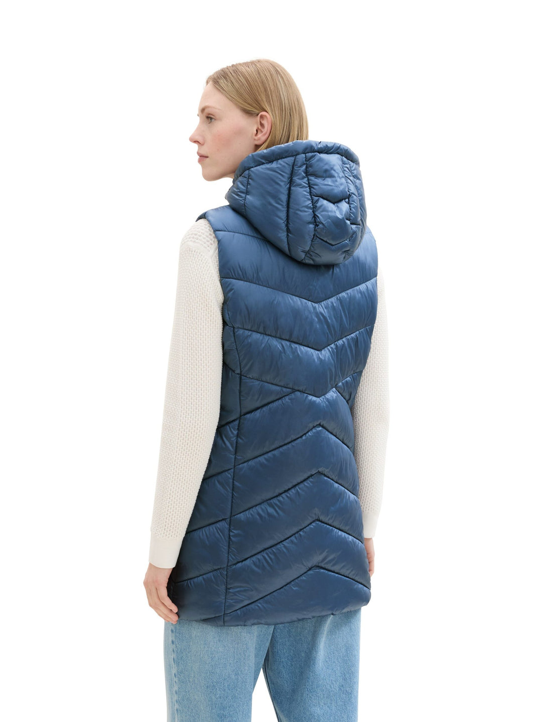 Long Hooded Vest - Blue