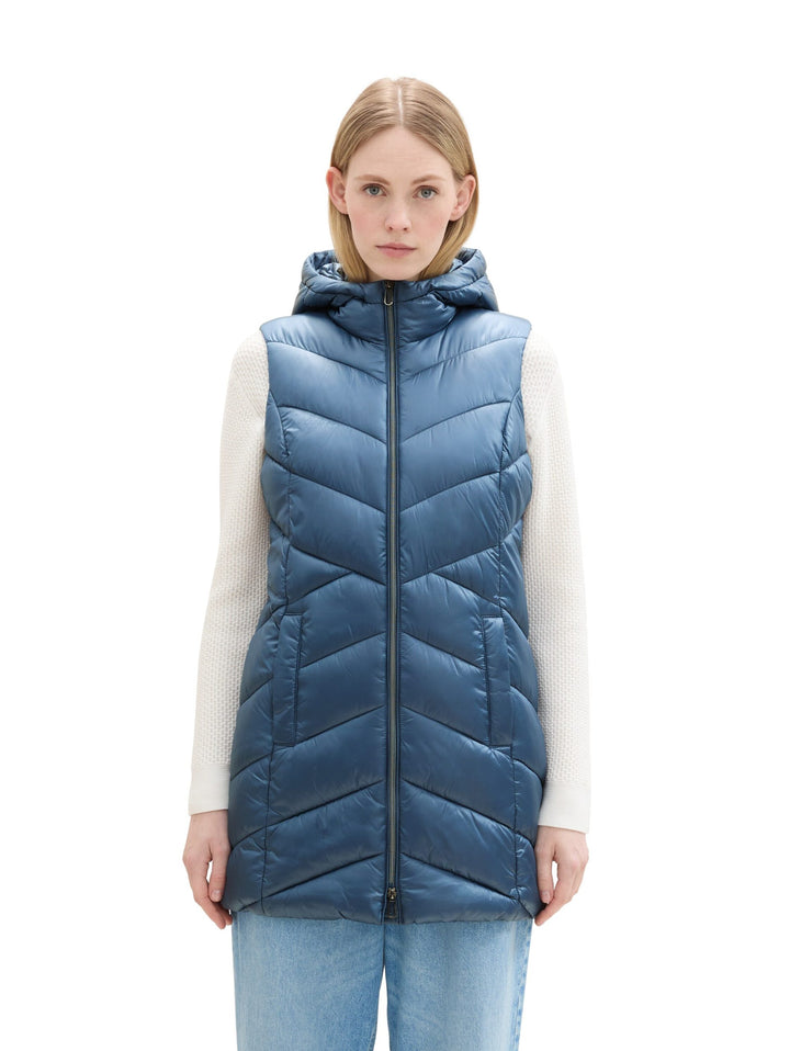 Long Hooded Vest - Blue