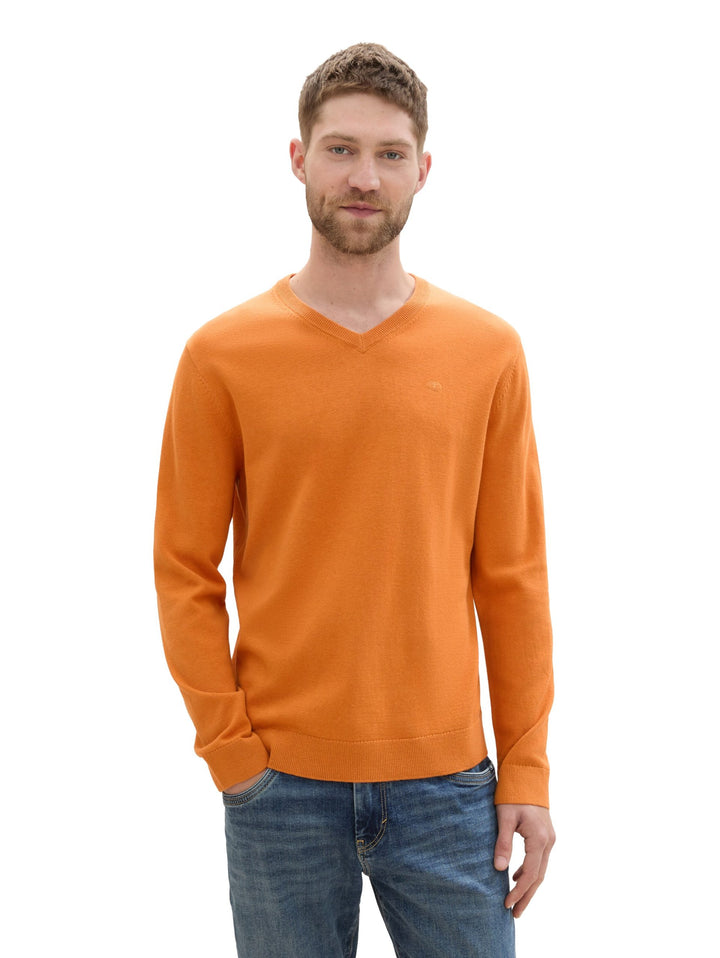 Basic V-Neck Knit - Light Orange