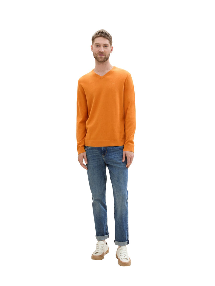 Basic V-Neck Knit - Light Orange