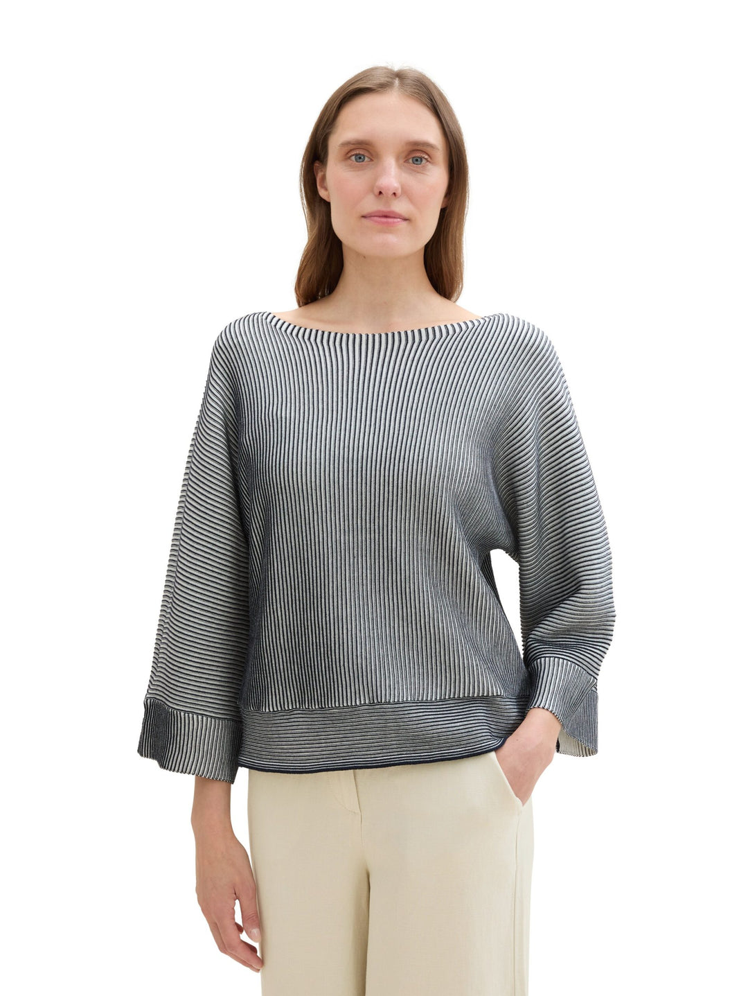 Knit Striped Batwing - Blue