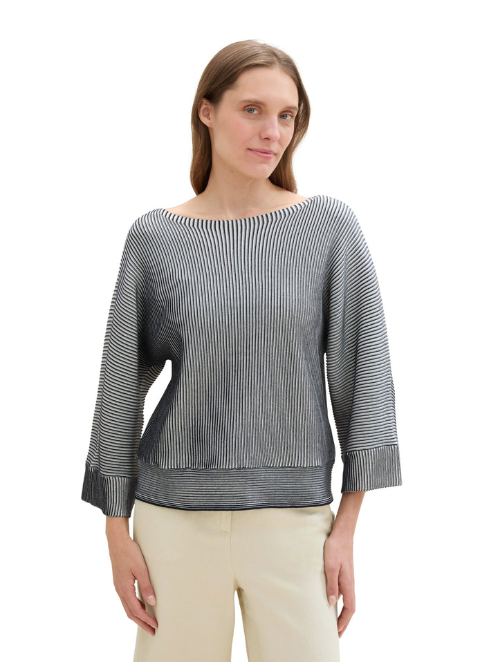 Knit Striped Batwing - Blue