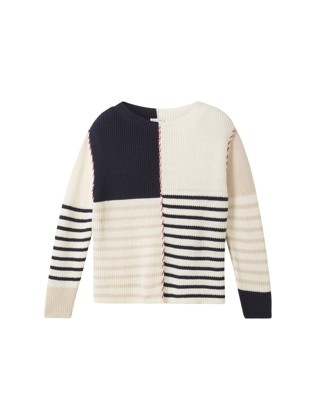 Knit Patched Stripe Pullover - Blue