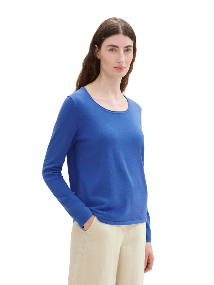 Knit Basic Crew Neck Pullover - Blue