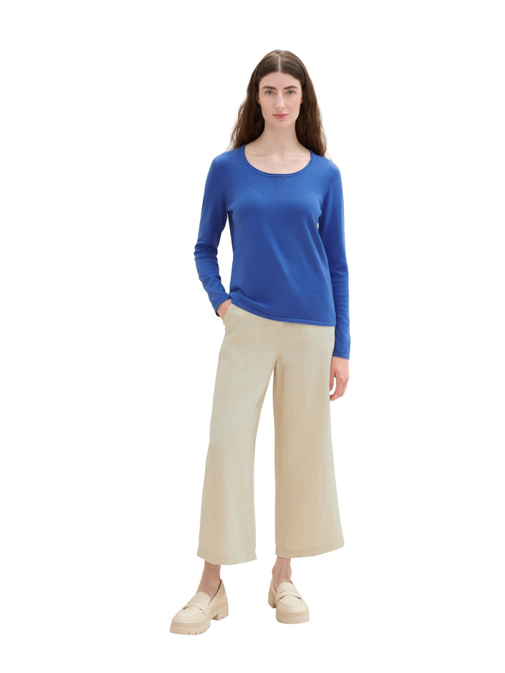 Knit Basic Crew Neck Pullover - Blue