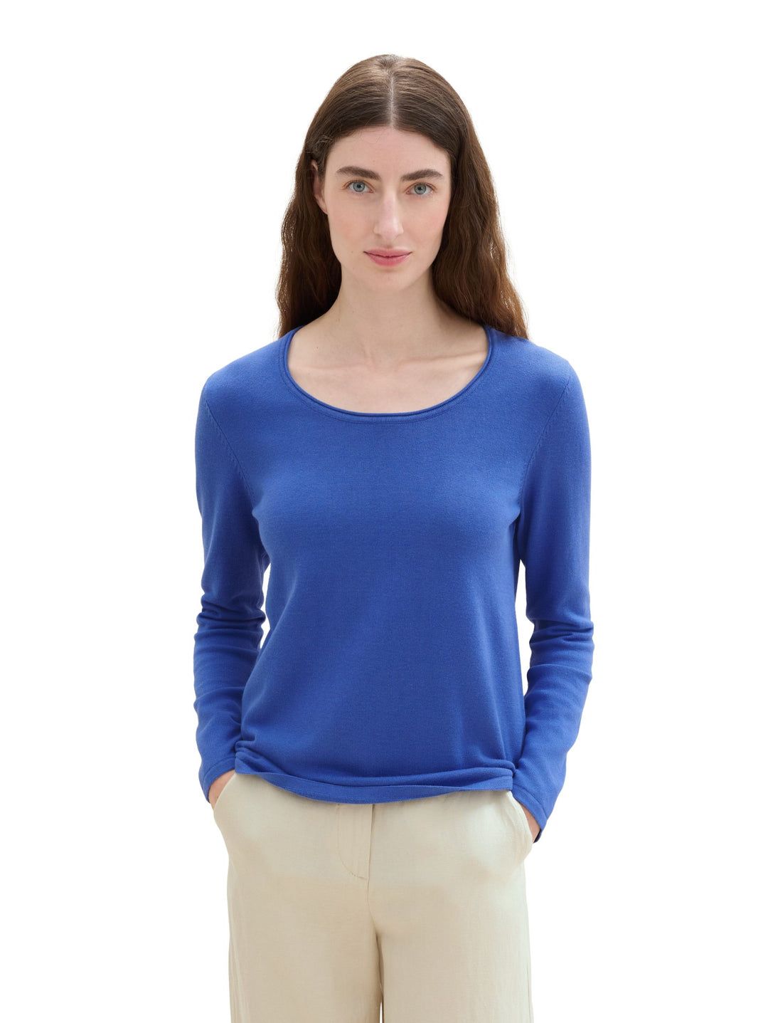Knit Basic Crew Neck Pullover - Blue
