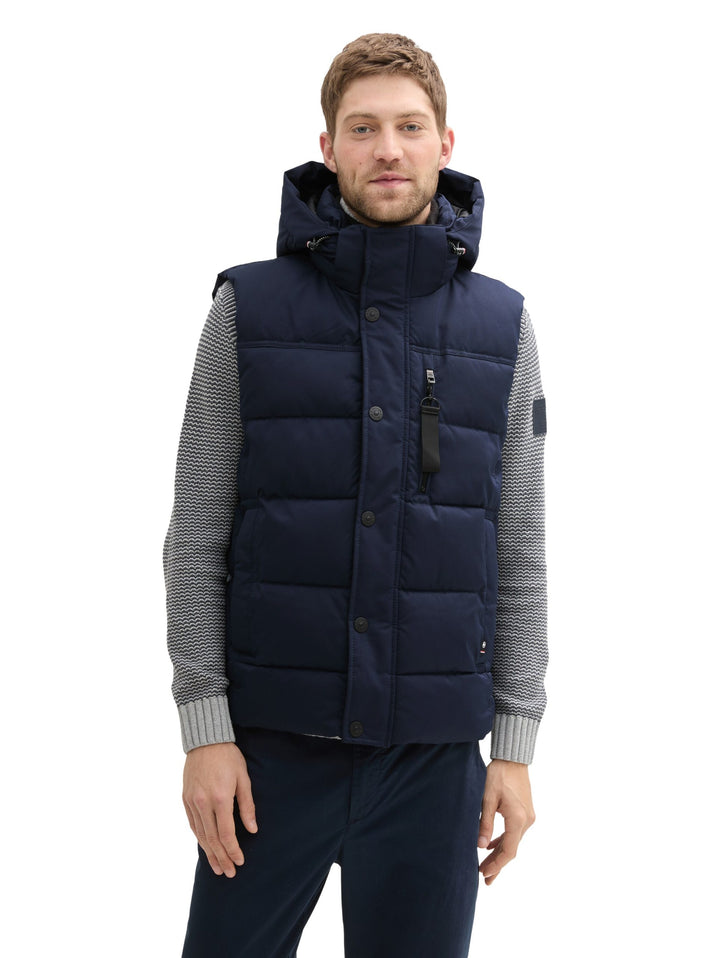 Puffer Vest With Hood - Blue