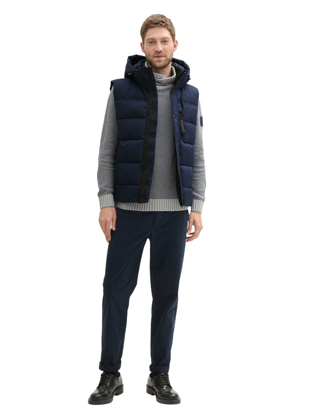 Puffer Vest With Hood - Blue