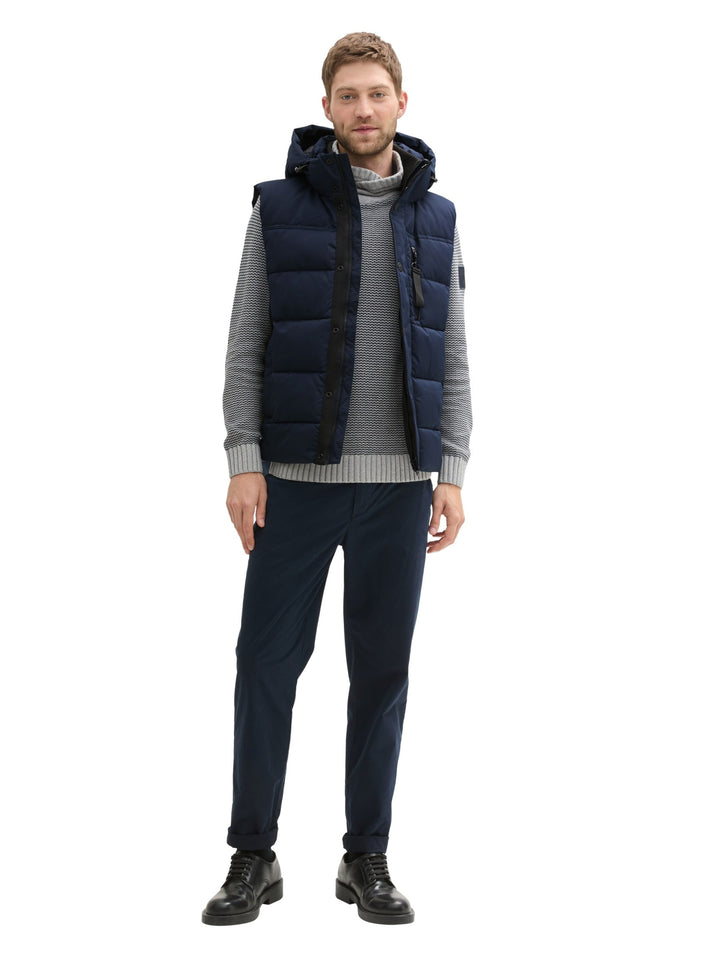 Puffer Vest With Hood - Blue