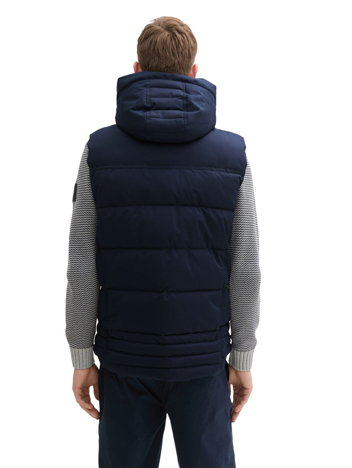 Puffer Vest With Hood - Blue