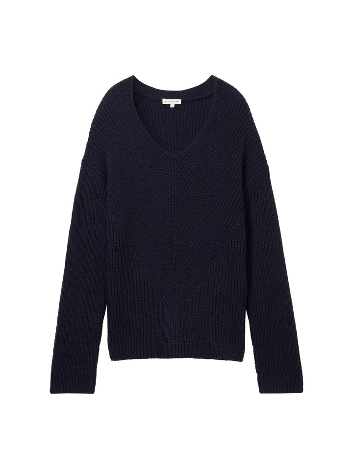 Knit Pullover With V-Neck - Sky Blue