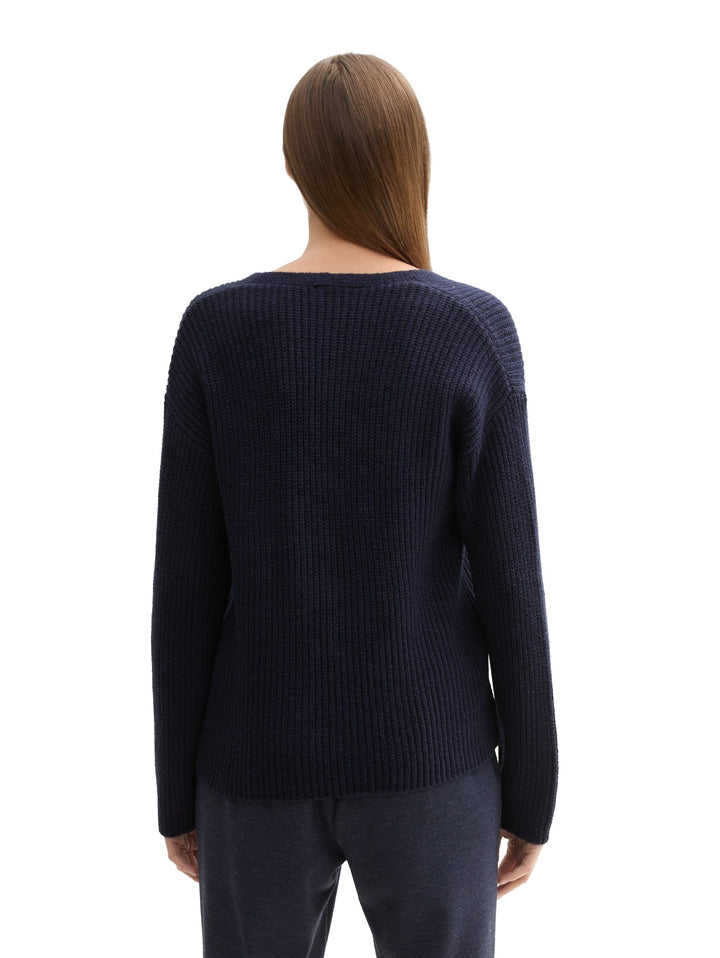 Knit Pullover With V-Neck - Sky Blue