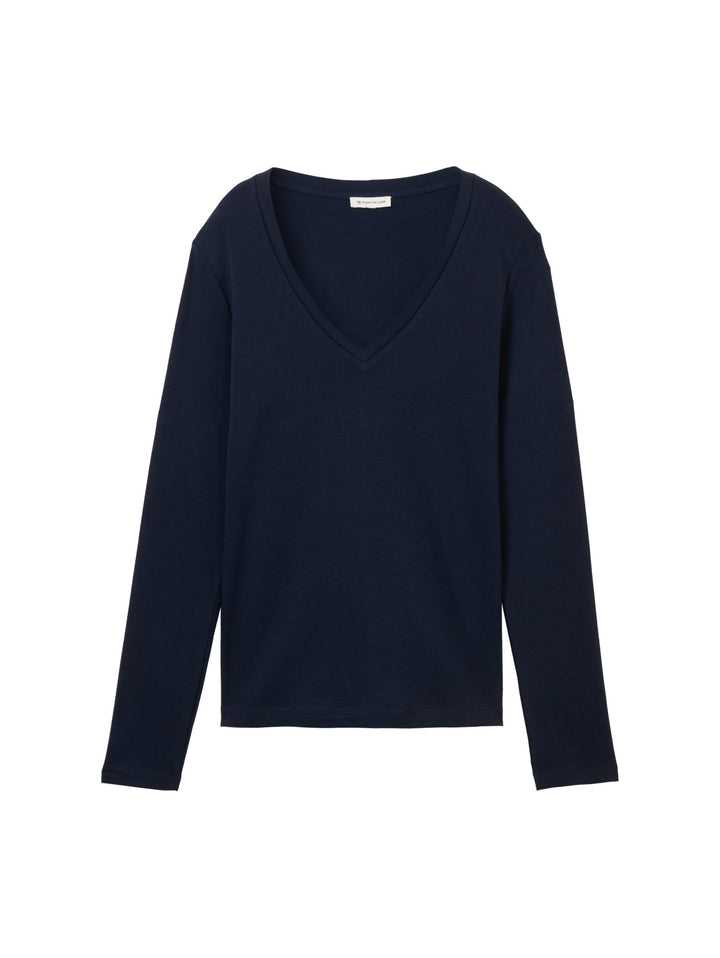 T-Shirt V-Neck Interlock - Blue