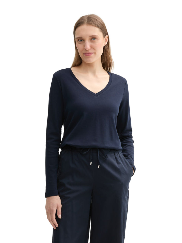 T-Shirt V-Neck Interlock - Blue
