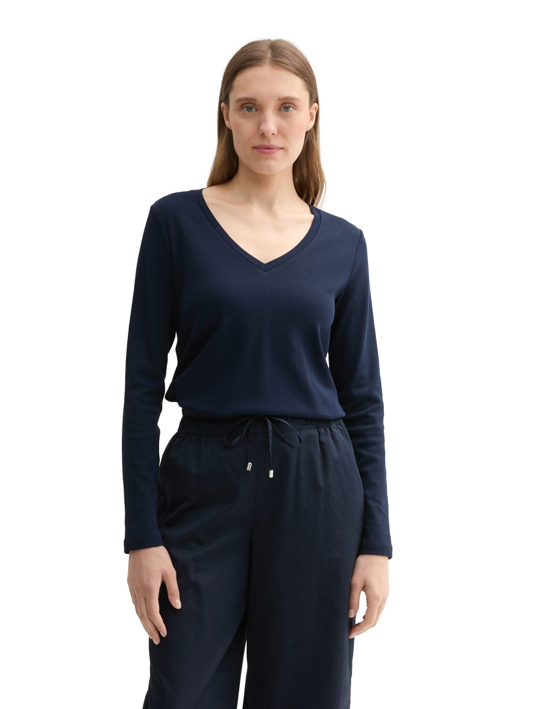 T-Shirt V-Neck Interlock - Blue