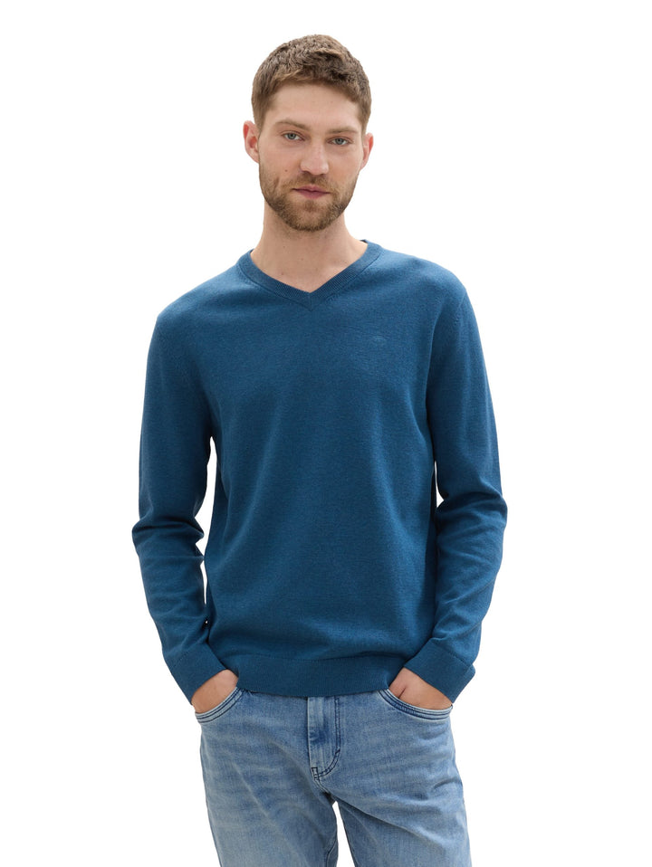 Basic V-Neck Knit - Blue