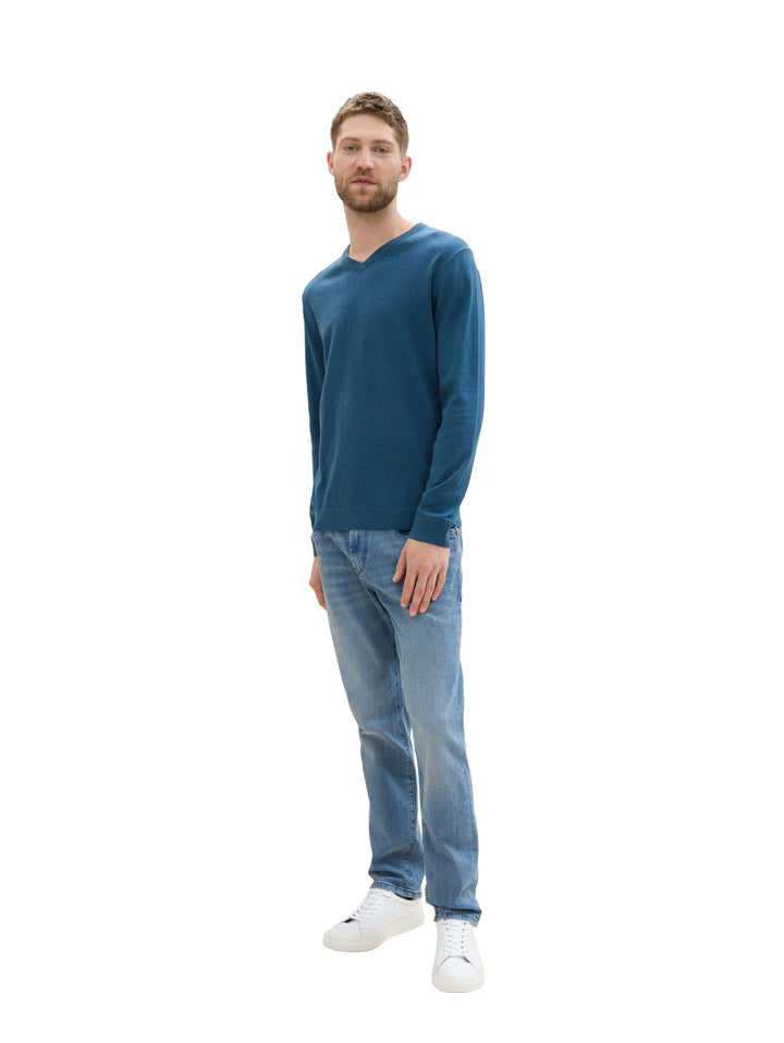 Basic V-Neck Knit - Blue