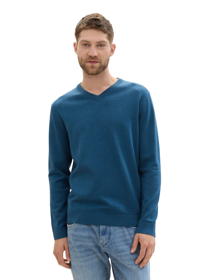 Basic V-Neck Knit - Blue